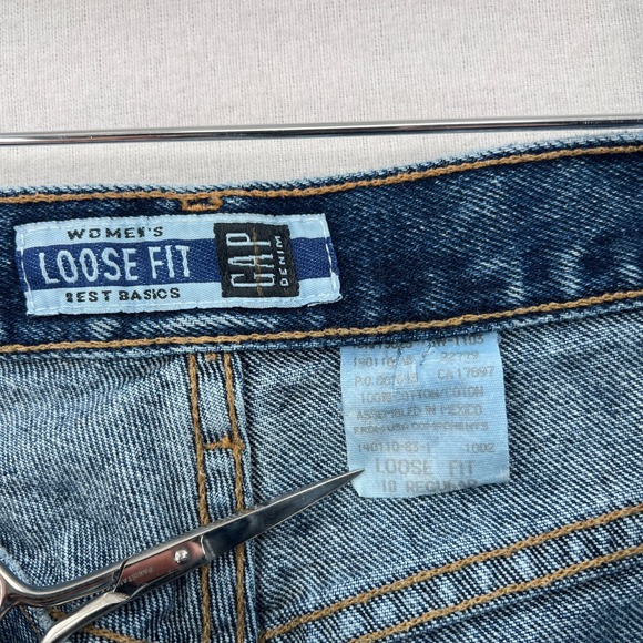 VINTAGE GAP Jeans Womens 27 28 Blue Loose Fit High Rise Rigid Medium wash Y2K - Picture 8 of 14